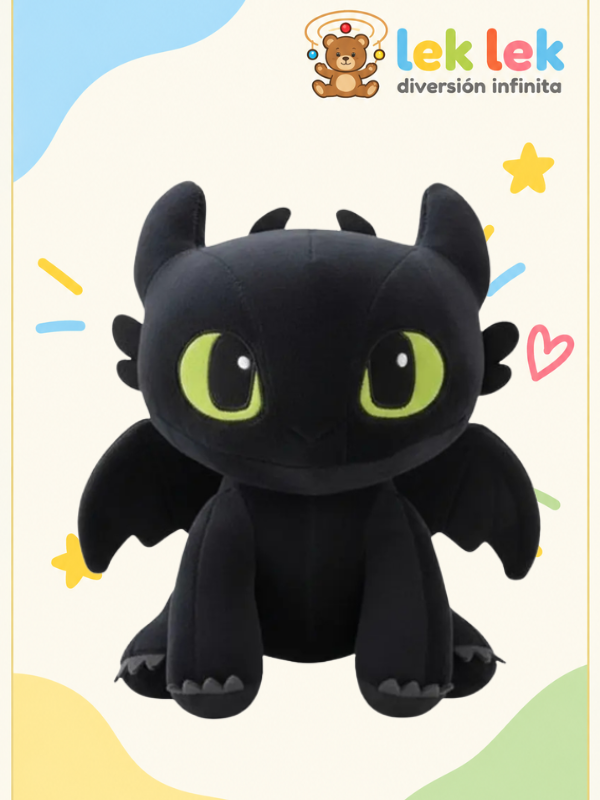 Peluche Chimuelo Furia Nocturna de 25 a 30 cm Dragón Negro